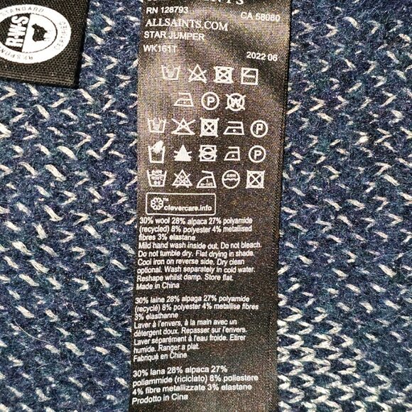 NWT ALLSAINTS Star Jumper Navy / White Size L - Picture 8 of 10